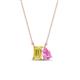 1 - Arika 1.05 ctw Emerald Shape Created Yellow Sapphire with Pear Shape Created Pink Sapphire Toi Et Moi Women Pendant Necklace 