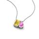 3 - Arika 1.05 ctw Emerald Shape Created Yellow Sapphire with Pear Shape Created Pink Sapphire Toi Et Moi Women Pendant Necklace 