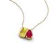 3 - Arika 1.05 ctw Emerald Shape Created Yellow Sapphire with Pear Shape Created Ruby Toi Et Moi Women Pendant Necklace 