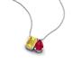 3 - Arika 1.05 ctw Emerald Shape Created Yellow Sapphire with Pear Shape Created Ruby Toi Et Moi Women Pendant Necklace 