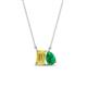 1 - Arika 0.93 ctw Emerald Shape Created Yellow Sapphire with Pear Shape Created Emerald Toi Et Moi Women Pendant Necklace 