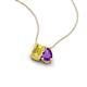3 - Arika 1.00 ctw Emerald Shape Created Yellow Sapphire with Pear Shape Amethyst Toi Et Moi Women Pendant Necklace 