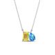 1 - Arika 1.10 ctw Emerald Shape Created Yellow Sapphire with Pear Shape Blue Topaz Toi Et Moi Women Pendant Necklace 