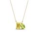 1 - Arika 1.10 ctw Emerald Shape Created Yellow Sapphire with Pear Shape Peridot Toi Et Moi Women Pendant Necklace 