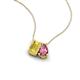 3 - Arika 1.05 ctw Emerald Shape Created Yellow Sapphire with Pear Shape Pink Tourmaline Toi Et Moi Women Pendant Necklace 