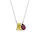 1 - Arika 1.15 ctw Emerald Shape Created Yellow Sapphire with Pear Shape Rhodolite Garnet Toi Et Moi Women Pendant Necklace 