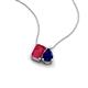 3 - Arika 1.26 ctw Emerald Shape Created Ruby with Pear Shape Created Blue Sapphire Toi Et Moi Women Pendant Necklace 