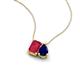 3 - Arika 1.26 ctw Emerald Shape Created Ruby with Pear Shape Created Blue Sapphire Toi Et Moi Women Pendant Necklace 
