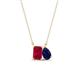 1 - Arika 1.26 ctw Emerald Shape Created Ruby with Pear Shape Created Blue Sapphire Toi Et Moi Women Pendant Necklace 