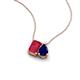 3 - Arika 1.26 ctw Emerald Shape Created Ruby with Pear Shape Created Blue Sapphire Toi Et Moi Women Pendant Necklace 