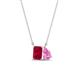 1 - Arika 1.26 ctw Emerald Shape Created Ruby with Pear Shape Created Pink Sapphire Toi Et Moi Women Pendant Necklace 