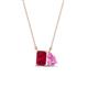 1 - Arika 1.26 ctw Emerald Shape Created Ruby with Pear Shape Created Pink Sapphire Toi Et Moi Women Pendant Necklace 