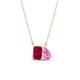 1 - Arika 1.26 ctw Emerald Shape Created Ruby with Pear Shape Created Pink Sapphire Toi Et Moi Women Pendant Necklace 