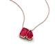 3 - Arika 1.26 ctw Emerald Shape with Pear Shape Created Ruby Toi Et Moi Women Pendant Necklace 