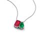 3 - Arika 1.14 ctw Emerald Shape Created Ruby with Pear Shape Created Emerald Toi Et Moi Women Pendant Necklace 