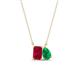 1 - Arika 1.14 ctw Emerald Shape Created Ruby with Pear Shape Created Emerald Toi Et Moi Women Pendant Necklace 