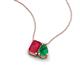 3 - Arika 1.14 ctw Emerald Shape Created Ruby with Pear Shape Created Emerald Toi Et Moi Women Pendant Necklace 