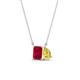 1 - Arika 1.26 ctw Emerald Shape Created Ruby with Pear Shape Created Yellow Sapphire Toi Et Moi Women Pendant Necklace 