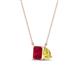 1 - Arika 1.26 ctw Emerald Shape Created Ruby with Pear Shape Created Yellow Sapphire Toi Et Moi Women Pendant Necklace 