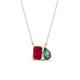1 - Arika 1.30 ctw Emerald Shape Created Ruby with Pear Shape Created Alexandrite Toi Et Moi Women Pendant Necklace 
