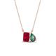 1 - Arika 1.30 ctw Emerald Shape Created Ruby with Pear Shape Created Alexandrite Toi Et Moi Women Pendant Necklace 