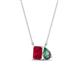 1 - Arika 1.30 ctw Emerald Shape Created Ruby with Pear Shape Created Alexandrite Toi Et Moi Women Pendant Necklace 