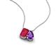 3 - Arika 1.21 ctw Emerald Shape Created Ruby with Pear Shape Amethyst Toi Et Moi Women Pendant Necklace 