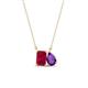 1 - Arika 1.21 ctw Emerald Shape Created Ruby with Pear Shape Amethyst Toi Et Moi Women Pendant Necklace 