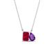 1 - Arika 1.21 ctw Emerald Shape Created Ruby with Pear Shape Amethyst Toi Et Moi Women Pendant Necklace 