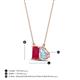 4 - Arika 1.16 ctw Emerald Shape Created Ruby with Pear Shape Aquamarine Toi Et Moi Women Pendant Necklace 