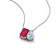 3 - Arika 1.16 ctw Emerald Shape Created Ruby with Pear Shape Aquamarine Toi Et Moi Women Pendant Necklace 