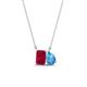 1 - Arika 1.31 ctw Emerald Shape Created Ruby with Pear Shape Blue Topaz Toi Et Moi Women Pendant Necklace 