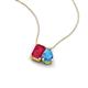 3 - Arika 1.31 ctw Emerald Shape Created Ruby with Pear Shape Blue Topaz Toi Et Moi Women Pendant Necklace 