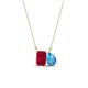 1 - Arika 1.31 ctw Emerald Shape Created Ruby with Pear Shape Blue Topaz Toi Et Moi Women Pendant Necklace 