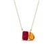 1 - Arika 1.21 ctw Emerald Shape Created Ruby with Pear Shape Citrine Toi Et Moi Women Pendant Necklace 