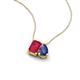 3 - Arika 1.16 ctw Emerald Shape Created Ruby with Pear Shape Iolite Toi Et Moi Women Pendant Necklace 