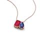 3 - Arika 1.16 ctw Emerald Shape Created Ruby with Pear Shape Iolite Toi Et Moi Women Pendant Necklace 