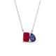 1 - Arika 1.16 ctw Emerald Shape Created Ruby with Pear Shape Iolite Toi Et Moi Women Pendant Necklace 
