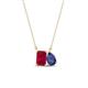 1 - Arika 1.16 ctw Emerald Shape Created Ruby with Pear Shape Iolite Toi Et Moi Women Pendant Necklace 