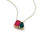 3 - Arika 1.31 ctw Emerald Shape Created Ruby with Pear Shape London Blue Topaz Toi Et Moi Women Pendant Necklace 