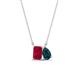1 - Arika 1.31 ctw Emerald Shape Created Ruby with Pear Shape London Blue Topaz Toi Et Moi Women Pendant Necklace 