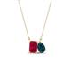 1 - Arika 1.31 ctw Emerald Shape Created Ruby with Pear Shape London Blue Topaz Toi Et Moi Women Pendant Necklace 