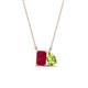 1 - Arika 1.31 ctw Emerald Shape Created Ruby with Pear Shape Peridot Toi Et Moi Women Pendant Necklace 