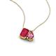3 - Arika 1.26 ctw Emerald Shape Created Ruby with Pear Shape Pink Tourmaline Toi Et Moi Women Pendant Necklace 