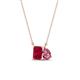 1 - Arika 1.26 ctw Emerald Shape Created Ruby with Pear Shape Pink Tourmaline Toi Et Moi Women Pendant Necklace 