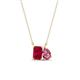 1 - Arika 1.26 ctw Emerald Shape Created Ruby with Pear Shape Pink Tourmaline Toi Et Moi Women Pendant Necklace 