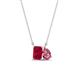 1 - Arika 1.26 ctw Emerald Shape Created Ruby with Pear Shape Pink Tourmaline Toi Et Moi Women Pendant Necklace 