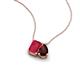 3 - Arika 1.36 ctw Emerald Shape Created Ruby with Pear Shape Red Garnet Toi Et Moi Women Pendant Necklace 