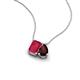 3 - Arika 1.36 ctw Emerald Shape Created Ruby with Pear Shape Red Garnet Toi Et Moi Women Pendant Necklace 