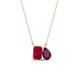 1 - Arika 1.36 ctw Emerald Shape Created Ruby with Pear Shape Rhodolite Garnet Toi Et Moi Women Pendant Necklace 